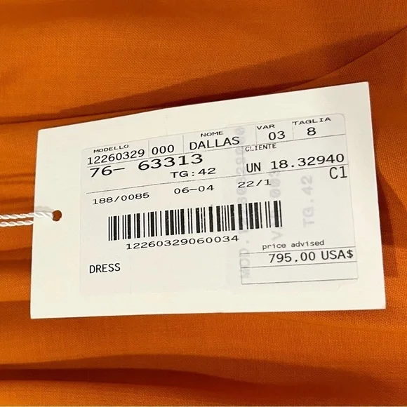 NWT MaxMara Wool Long Sleeve Shift Dress Rustic Orange‎ 8